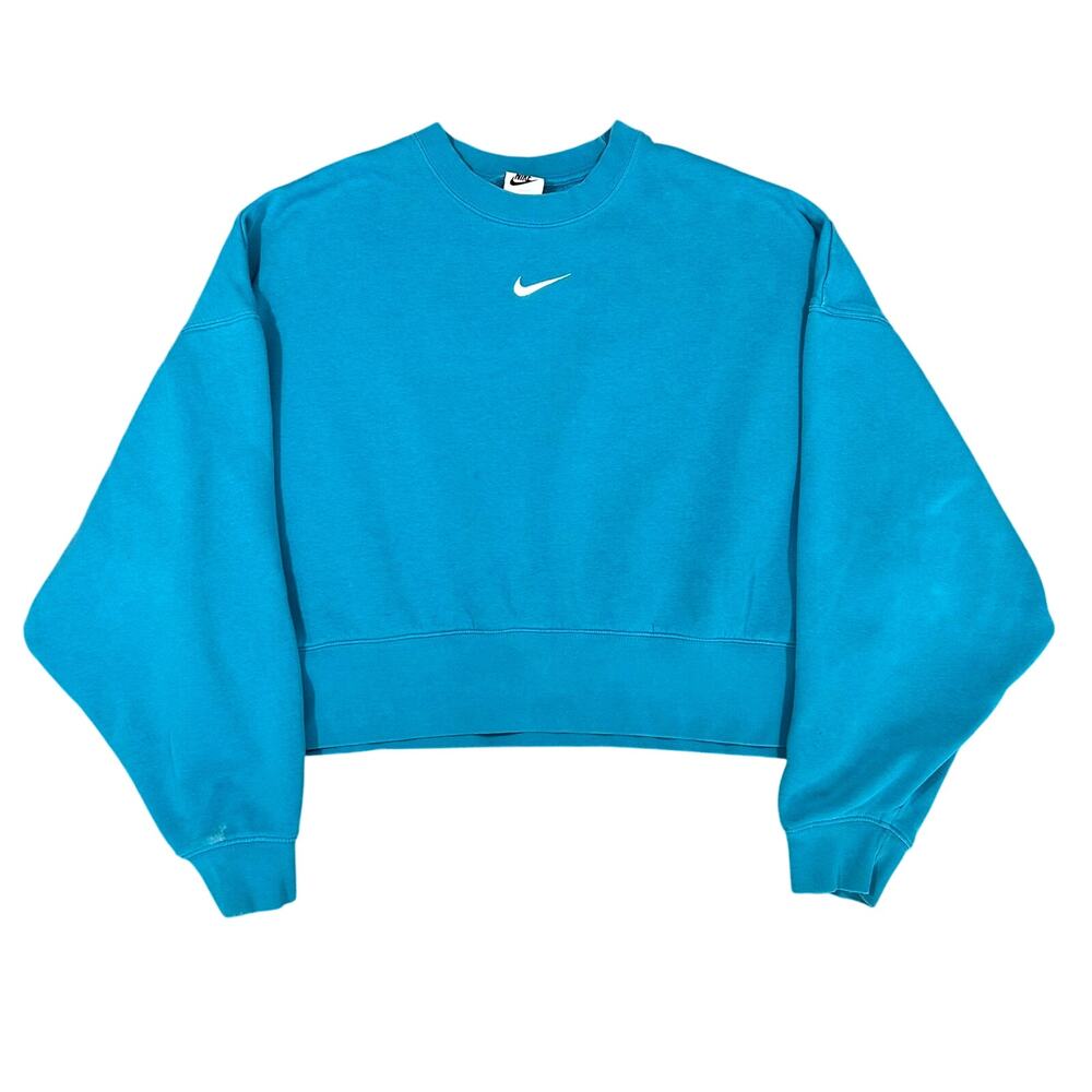Women’s Nike Center Swoosh Cropped Fit Sweatshirt Small Blue Pullover Crewneck